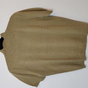 Karen Scott Mock turtleneck metallic gold short sleeve sweater Size L